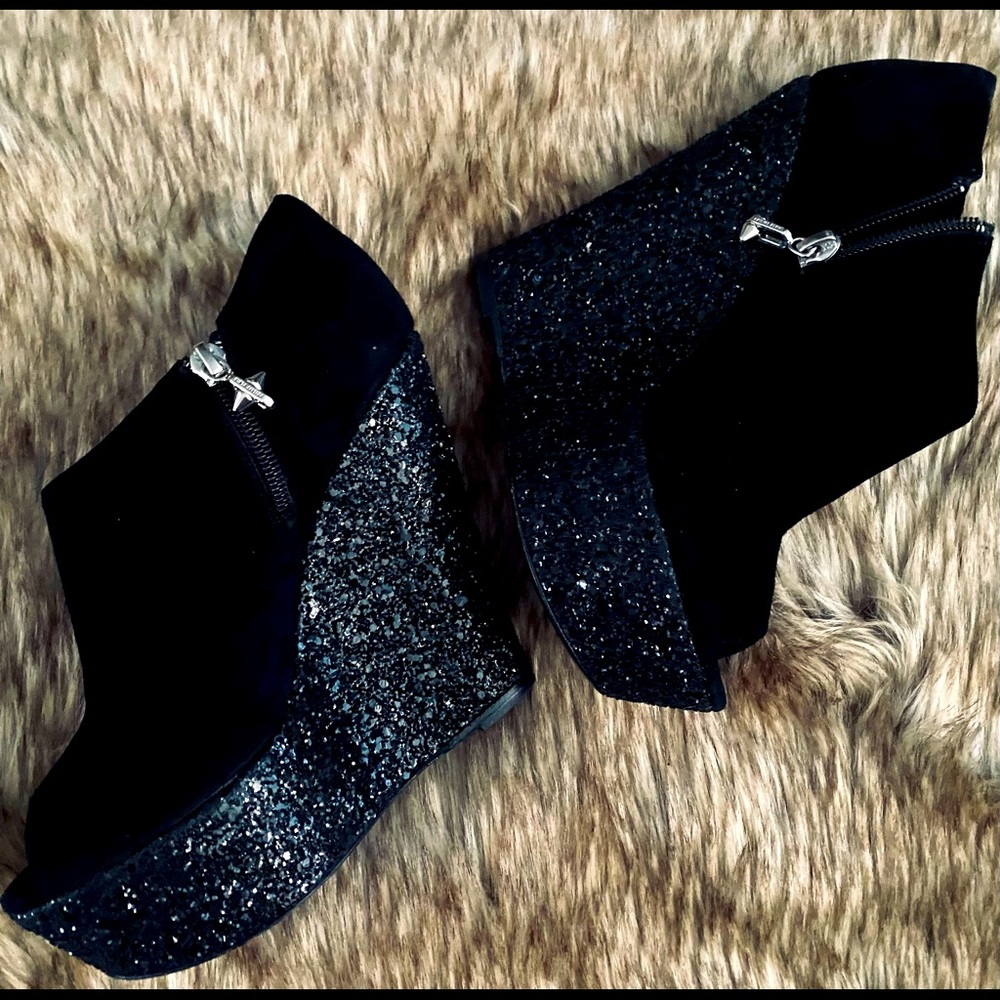 Philipp Plein Glitter Peep Toe Booties